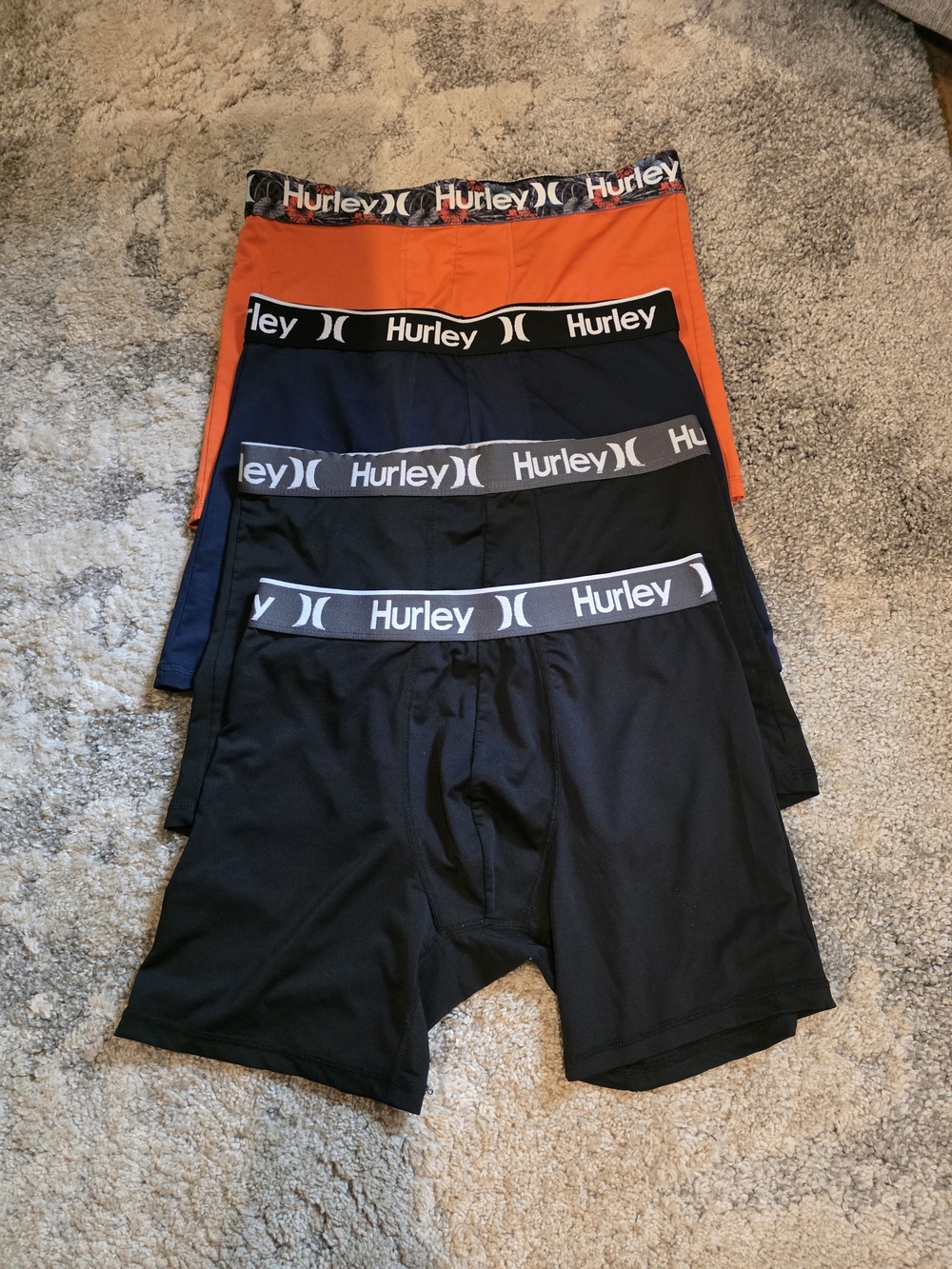 Hurley Men's Boxer Brief 4-Pack in Black, Navy, Orange